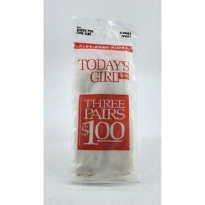 Vtg 90s NEW 3 Pairs Today's Girl by L'eggs Sheer Toe Knee Highs Ivory Plus O/S